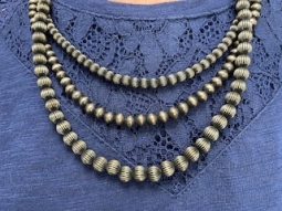 20" long, 3 Strand Navajo Pearl Sterling Silver Necklace